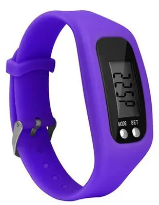 Produktbild von Sportuhr mit Silikonschrittzähler, Kalorienzähler und Digitalpulsband - Lila