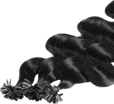 Immagine prodotto di hair2heart Premium Extension capelli umani ondulati - 25 ciocche 0,8g 50cm 2/0 nero