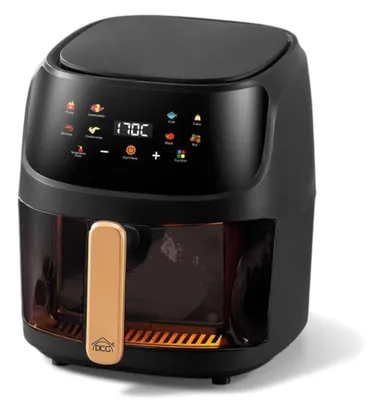 Image de Friteuse à air chaud noire, capacité du panier : 8 litres, température réglable, 1 800 watts et panneau denumérique FR3608BD
