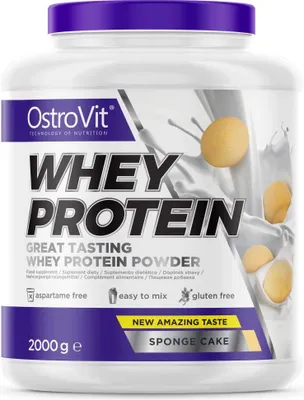 Zdjęcie produktu dla OstroVit | Whey Protein | 100% Whey Protein Concentrate + Funnel Pillbox GRATIS Domowe ciasto
