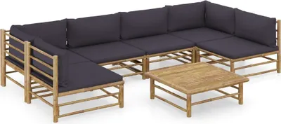 Immagine prodotto di Maison Exclusive - Set da giardino da 7 pezzi con cuscini in bambù grigio scuro