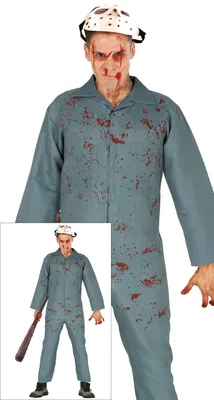 Productafbeelding van Halloween-masker, psychologisch ontwerp, bloedig horrorfiguur, angstaanjagend griezelpersonage, beangstigend kostuum, enger kostuum, schrikbeeld. Geschikt voor Halloween-avonturen, maat: 48 - 50 (M), kleur: grijs