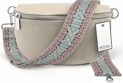 Produktbild von ARTVALL - Umhängetasche aus Leder, Klein mit verstellbarem Schultergurt, abnehmbares Taschenband, Crossbody Bag in Beige