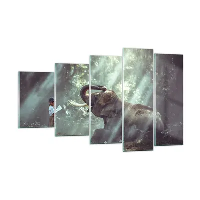 Produktbild von Bilder auf glas - Elefant Dschungel Stoßzahn - 100x60cm - Glasbilder - Wandbilder - Kunstdruck - zum Aufhängen bereit - Wanddekoration aus Glas - Glas Bilder - Wandbild auf Glas - GEG100x60-3486