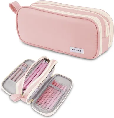 Produktbild von Federmäppchen, rosa, 25x8x6 cm, 3 Fächer, für Büro