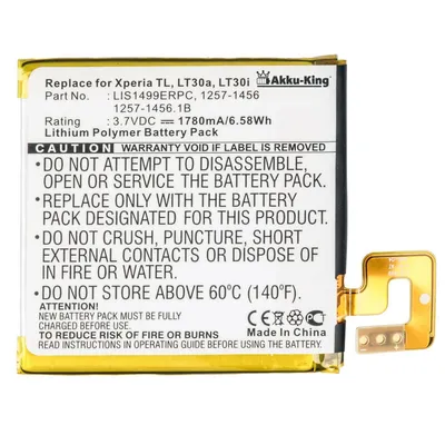 Zdjęcie produktu dla Bateria kompatybilna z modelami Sony LIS1499ERPC, 1257-1456, 1261-4505 - akumulator litowo-polimerowy o pojemności 1780mAh - przeznaczona do telefonów Xperia T, T LT30p, TL, TL-30, LT30a, LT30AT, LT30i, Mint