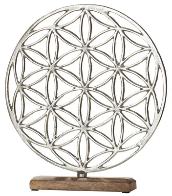 Immagine prodotto di Gilda, decorazione floreale "Lebensblume" su base in legno, argento, con base in legno di mango. Dimensioni: lunghezza 20,0 cm, larghezza 5,0 cm, altezza 36,0 cm. Codice prodotto: 48771
