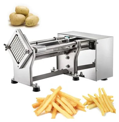 Image de Coupe-frites électrique - RVS - Coupe-pommes de terre & légumes - Ustensile de cuisine avec 4 couteaux