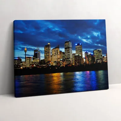 Imagen del producto de Paseo vespertino en Sydney – Cuadro sobre lienzo para pared – 80x60 cm – Cuadros sobre lienzo – Decoración para pared – Dormitorio – Pasillo
