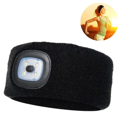 Produktbild von LED beleuchtetes Stirnband, wiederaufladbarer USB-Laufhut 4 LED-Lampe mit wasserdichtem Licht  Hohe Stretch(Black)