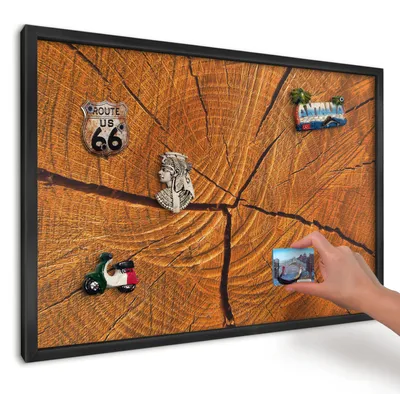 Produktbild von Magnettafel 60x40 cm mit schwarzem Rahmen - Magnetische Metalltafel, Magnetpinnwand zur Wandmontage für Wohnzimmer, Küche, Flur, Kinderzimmer und Büro - Holzmaserung