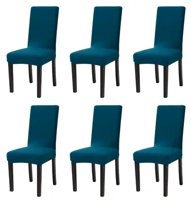 Produktbild von Set mit 6 Stuhlhussen, elastische Esszimmerstuhlhussen für Esszimmerstühle, abnehmbare und waschbare Elasthan-Stuhlhussen für Küchenstühle, Hotels, Bankette (6 Stück)