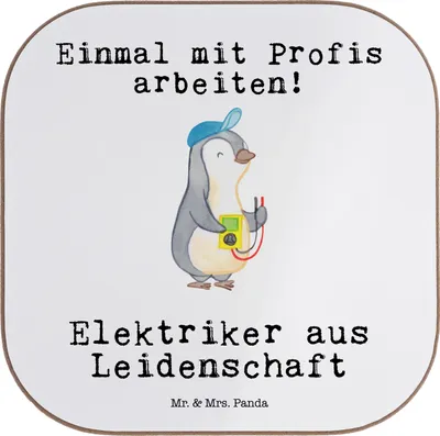Produktbild von Mr. & Mrs. Panda weinflaschenuntersetzer Elektriker Leidenschaft - Weiß - Geschenk, Elektrotechniker, Untersetzer für Gläser, Glas, Coaster, gläseruntersetzer, Ausbildung