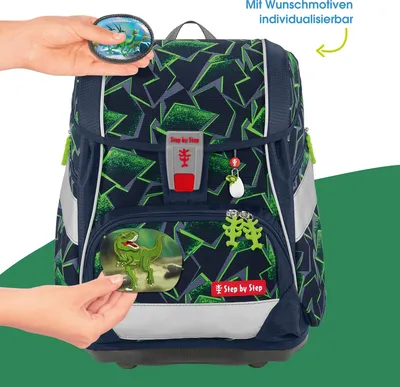 Produktbild von Step by Step Schulranzen-Set 2IN1 PLUS „Wild T-Rex Taro“, 10-teilig, grün