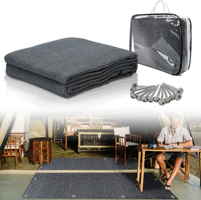 Image de Clanmacy Tapis de tente 300X300cm Tapis d'auvent Tapis de camping Tapis d'extérieur Tapis d'auvent Tapis de sol pour tente Camping-car Bleu-gris