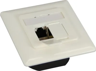 Image de InLine® 75602H Cat.6 prise de raccordement encastrée, 2x RJ45 prise femelle, RAL9010 blanc, horizontal