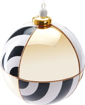 Obrázek produktu pro BRUBAKER Prémiová vánoční ozdoba s kruhovým vzorem - zlatá, černá a bílá - 10 cm skleněná ozdoba na stromeček