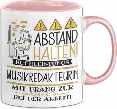 Produktbild von Musikredakteurin Tasse Geschenk Lustig Abstand Halten Hochleistungs-Musikredakteurin Mit Drang Zur Perfektion Bei Der Arbeit (Rosa)
