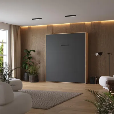 Produktbild von Schrankbett M1 180x200 Wandbett  Klappbett mit Gasdruckfedern  Kaiserberg Eiche/Anthrazit