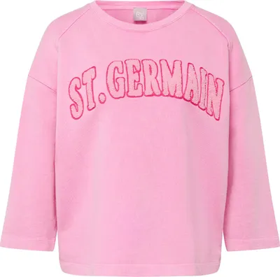 Produktbild von Sweatshirt Rosa Größe 50, locker geschnitten mit 3/4-Ärmeln und plastischem Schriftzug