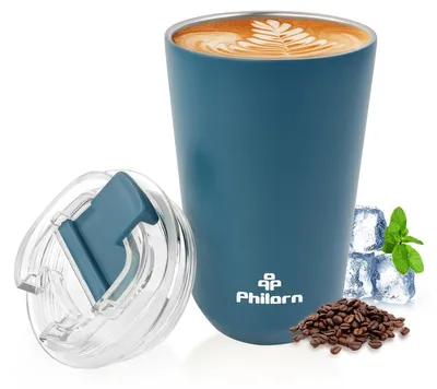 Productafbeelding van Thermobeker - Lekdicht met deksel - Koffie to go - Blauw, 380 ml