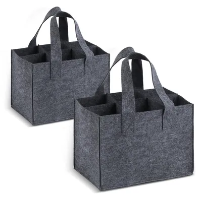Image de Porte-bouteilles en feutre - Pour 6 bouteilles - Réutilisable - Lot de 2