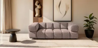 Produktbild von Sofiland Averro 3-Sitzer Sofa 240 cm Bubble-Steppung Strukturstoff Altrosa