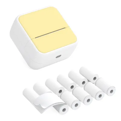 Produktbild von Mini-Taschendrucker,tragbarer Thermo-Sofortfotodrucker,Etikettendrucker,BT-Kabellos,mit 6 Thermopapierrollen+5 selbstklebenden Thermopapierrollen57x26