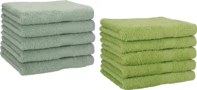 Produktbild von Betz 10 Stück Gästetücher 30x50 cm PREMIUM 100% Baumwolle Set  Farbe: heugrün und avocadogrün