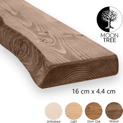 Produktbild von MoonTree | rustikales Wandregal aus Holz Kiruna, 120cmx16cmx4.4cm, Walnut | Hängeregal, Regalboden, Wandregal Holz für Wohnzimmer, Küche & Flur