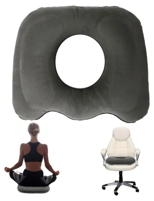 Produktbild von Aufblasbares Donut-Kissen, Ergonomisches Sitzkissen, Orthopädisches Sitzkissen für Bürostühle, Rollstühle, Hämorrhoiden, Steißbeinschmerzen, Rückenschmerzen (Grau)