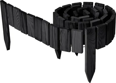 Produktbild von Garronda Beeteinfassung Holz Rollzaun Gartenzaun imprägniert Flexibler Rollborder Rasenkante  Länge: 200 cm (Graphite, Höhe: 10 cm)