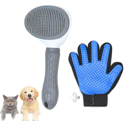 Pflegehandschuh + Bürste für Hunde & Katzen, selbstreinigend