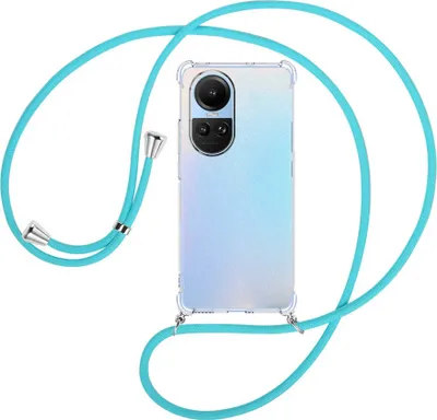 Produktbild von Handykette Backcover-Schutzhülle mit Band (Metall silberfarben) für Oppo Reno10 5G, Reno10 Pro 5G (6.7'') - türkis