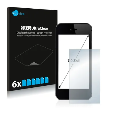 Produktbild von 6x Schutzfolie für Smartphones und Handys mit 17.8 cm (7 Zoll) Displays 152.5 x 91.5 mm Savvies Displayschutz Display Schutz Folie Klar Transparent