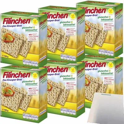 Produktbild von Filinchen Glutenfrei das Knusperbrot 6er Pack (6x100g Packung) + usy Block