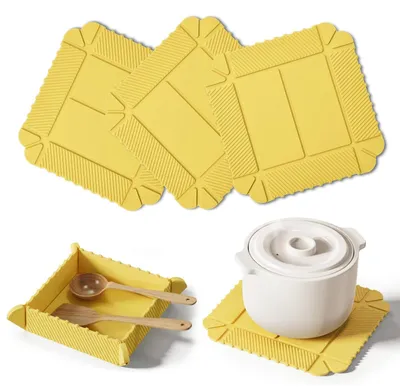 Produktbild von Set aus 3 magnetischen Silikonuntersetzern, faltbar und hitzebeständig