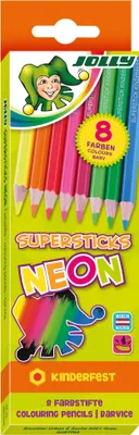 Immagine prodotto di Matite colorate Jolly Supersticks Neon, confezione da 8 pezzi per bambini