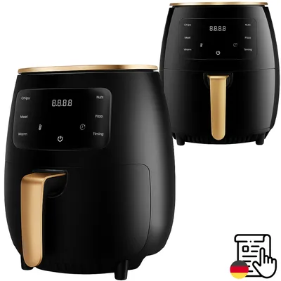 Produktbild von Heißluftfritteuse 6L Airfryer 2400W, 6 Programme, Compact Air fryer, LCD Display, LED Touchscreen, energiesparend, leise, Schwarz und Gold, Retoo