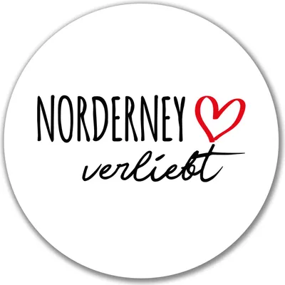 Produktbild von Huuraa Aufkleber Norderney verliebt 10cm rund Sticker Geschenkidee