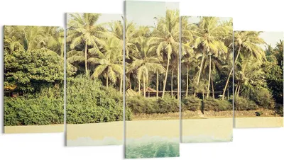 Produktbild von Bild auf Leinwand - Leinwandbild - 5 Teile - Natur Strand Palmen - 160x85cm - Wand Bild - Wanddeko - Wandbilder - Leinwanddruck - Bilder - Wanddekoration - Leinwand bilder - Wandbild - EA160x85-4915