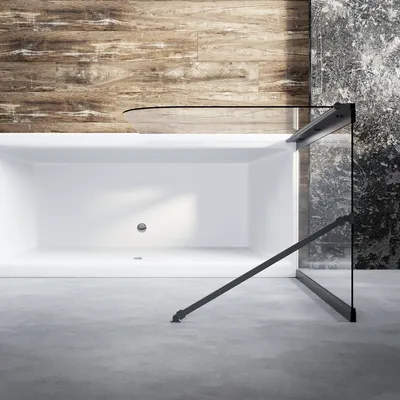 Produktbild von SONNI Badewannenaufsatz faltbar Schwarz 80x140cm NANO Glas ESG 6mm Duschabtrennung für Badewannen mit Seitenwand 70x140 cm
