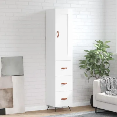 Zdjęcie produktu dla vidaXL Highboard biały wysoki połysk 34,5x34x180 cm materiał drewnopochodny