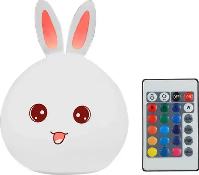Zdjęcie produktu dla Verk 24073 Lampka nocna RGB dotykowa królik USB 1200mAh z pilotem zdalnego sterowania