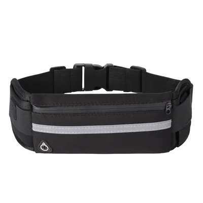 Produktbild von kwmobile Bauchtasche Damen Herren - Gürteltasche mit Flaschenhalter - verstellbarer Laufgürtel - Hüfttasche aus Neopren - Lauftasche Jogging - Schwarz
