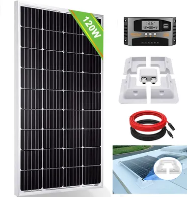 Produktbild von 120W Wohnmobil Set Solaranlage Komplettpaket 12V Solarmodul Solarpanel Mit Montage PV Halterung für RV Camping Haus