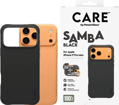 Produktbild von PanzerGlass CARE™ by ® Samba Case Schwarz m. MagSafe iPhone 17 Pro Max, Cover, Apple, Apple - iPhone 17 Pro Max, Schwarz