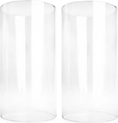 Image de 2 x cylindre en verre sans fond H:20cm Ø10cm Photophore Bougeoir Décoration de table Chandelier Lanterne