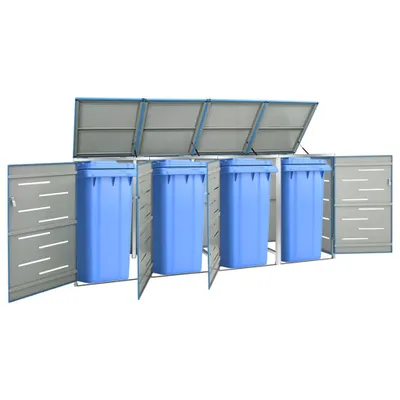 Produktbild von vidaXL Mülltonnenbox für 4 Tonnen 276,5x77,5x112,5 cm Edelstahl