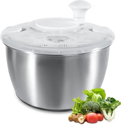 Produktbild von Edelstahl Salatschleuder 4,5 L – Salattrockner & Gemüse-Spinner Edelstahl